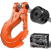 AUTMATCH Winch Hook 3/8" - Clevis Slip Hook with Safety Latch & Winch Cable Hook Stopper, Grade 70 Forged Steel Max 18Ton (39,600Lbs) Work for Winch Rope, ATV, UTV, Off Road Vehicle, Orange