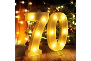 FUNSKY 70th Birthday Decorations for Women Men,Happy 70 Birthday Decorations for Centerpieces Table,70 Light Up Numbers Sign Led for Party Backdrop Wall Decor for 70s Party Decoration