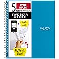 Five Star Spiral Notebook + Study App, 5 Subject, Wide Ruled Paper, Fights Ink Bleed, Water Resistant Cover, 8" x 10-1/2", 200 Sheets, Tidewater Blue (73196)