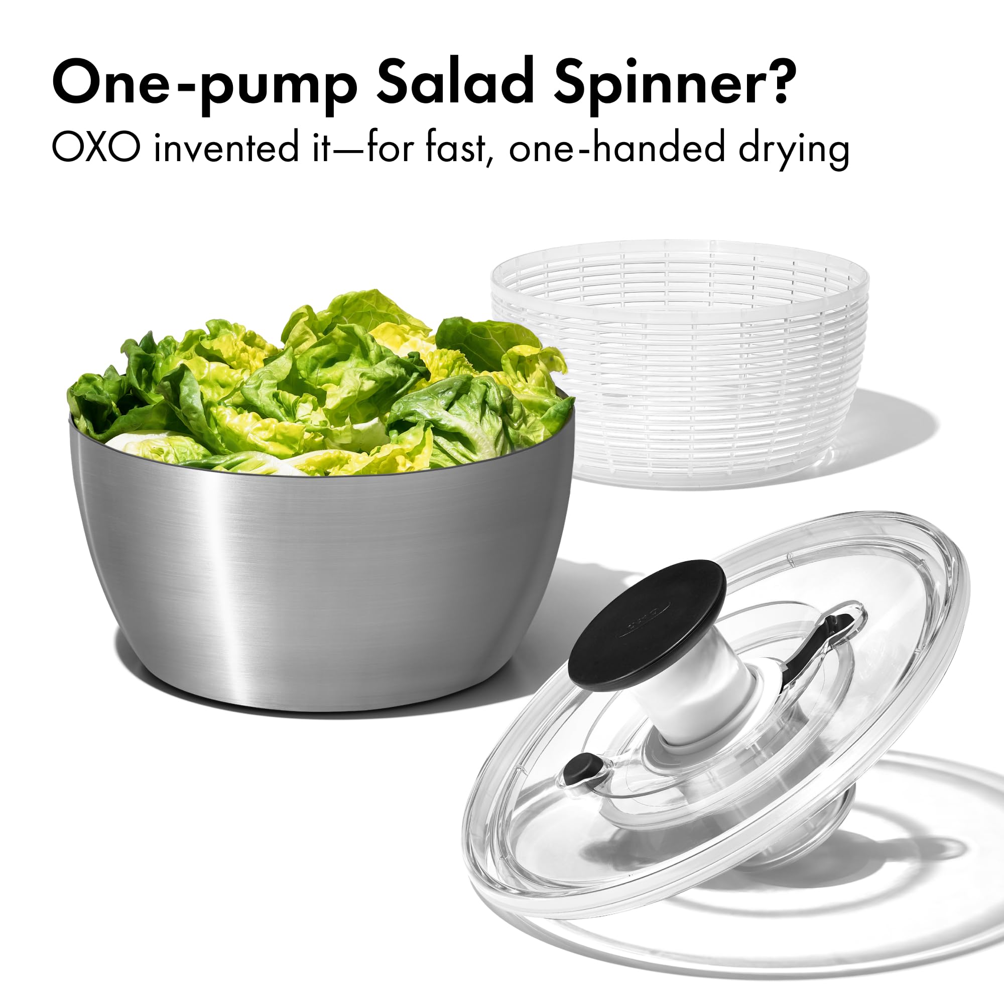 OXO Good Grips Stainless Steel Salad Spinner, 6.34 Qt.