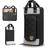 GORPANIX Drum Stick Bag for Drumsticks &amp; Mallets, Large Capacity Drumstick Bag with Reflective Surface &amp; Tom Mount Hooks, Percussion Stick Bag for Trolley Sleeve for Drummers, Beginners, Gig, Tour
