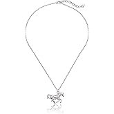 Embolden Jewelry Horse Necklace | Silver Galloping Pendant | My Little Pony | Premium Rhodium Plating | Birthday or Christmas Gift for Girls
