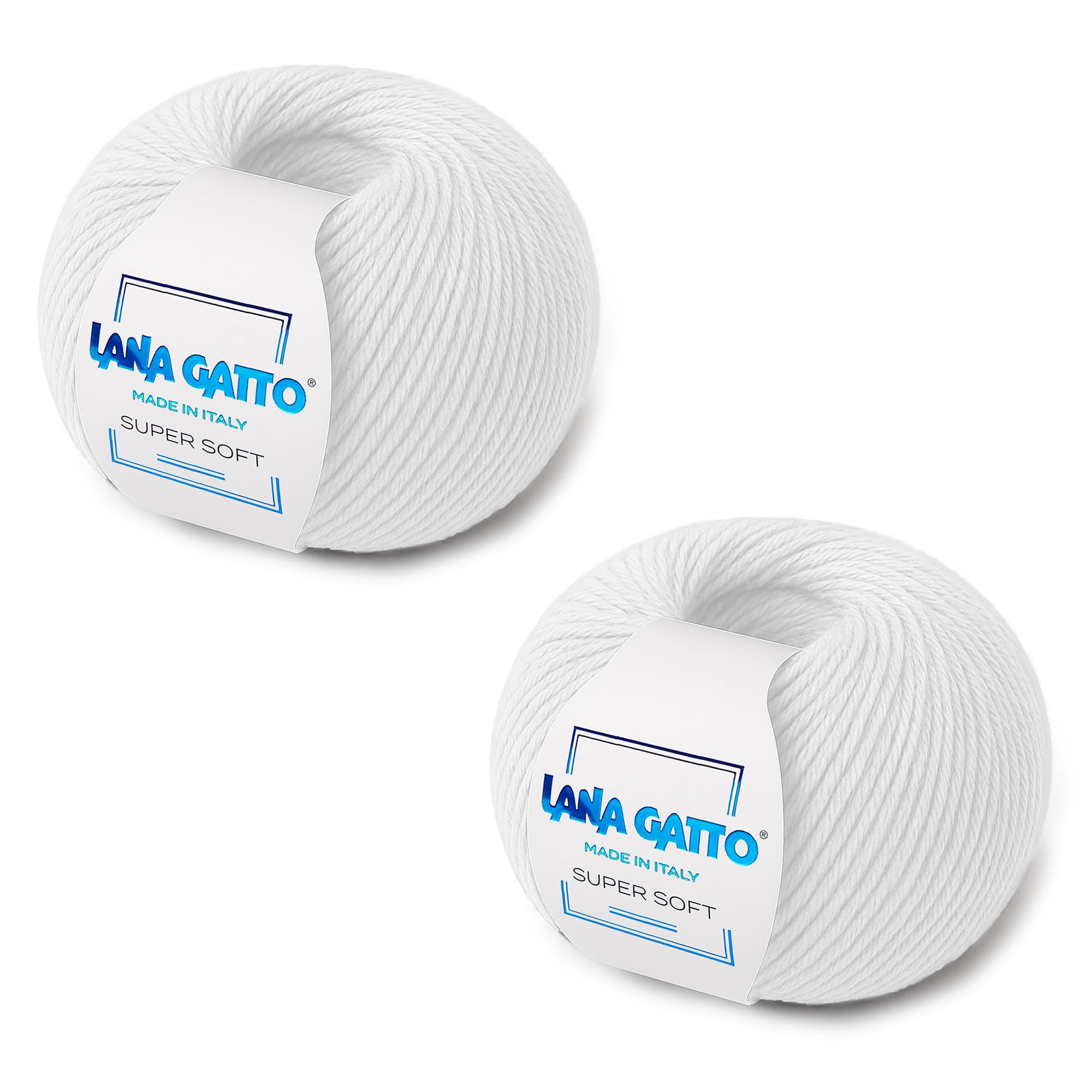 Super Soft Yarns for Crocheting and Knitting 100% Merino Wool Soft Yarn, Extrafine Wool Made in Italy by Lana Gatto Super Soft Line, 4 oz 274 yds, (2, Off-White - 978)