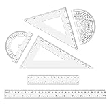 6pcs Clear Ruler Set - Inches & Metric, 12 & 6 Inch