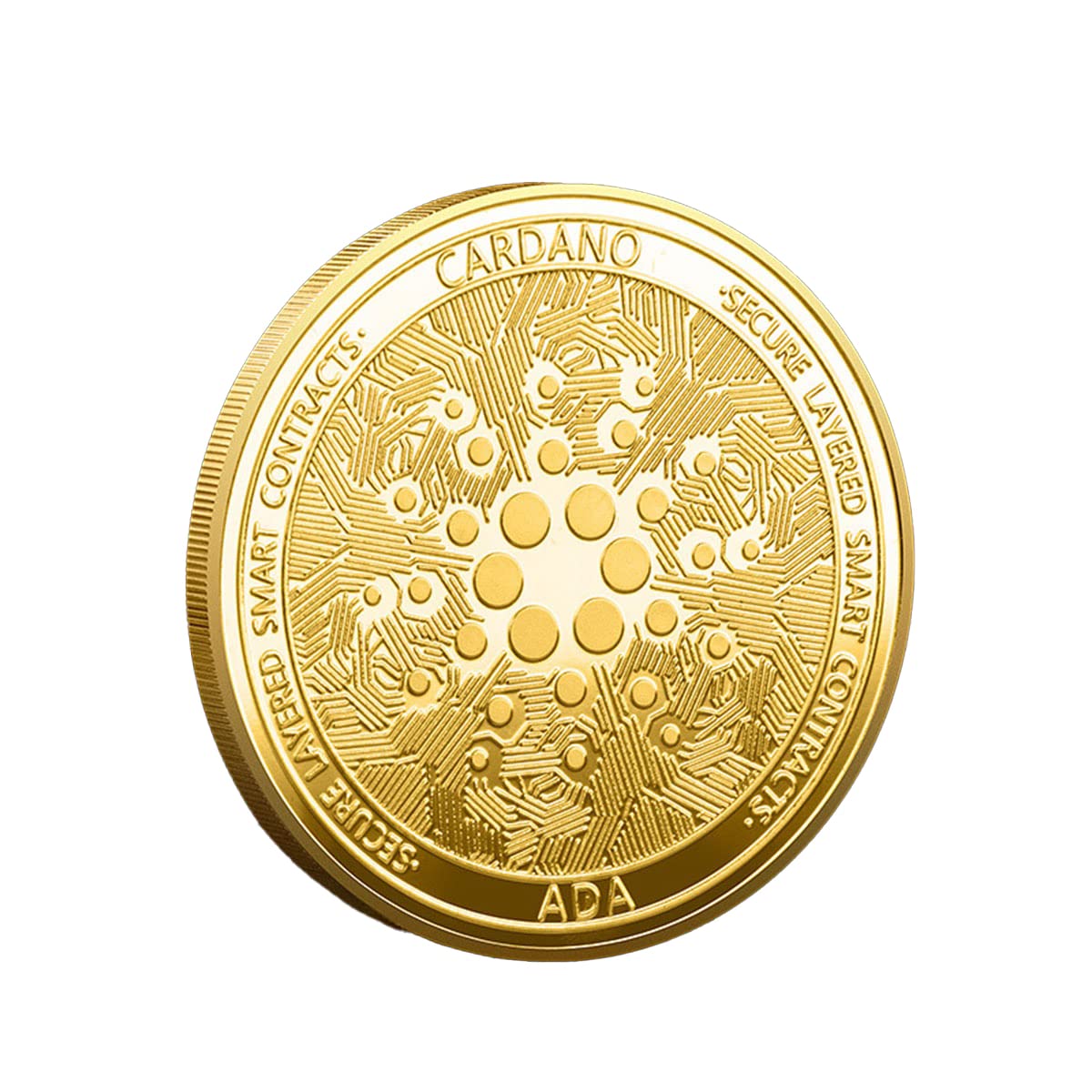 QUEAMBLER Cardano ADA Coin Plated Coin, Physical Cardano ADA Coin Blockchain Cryptocurrency Coin Commemorative Gift