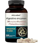 NatureBell Digestive Enzymes - 240 Capsules - Gut & Digestive Health Support Supplement* - with 20 Enzymes, 5 Prebiotics & 10-Strand Probiotic Blend
