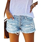 MIFOCAL Women's Ripped Denim Jean Shorts Mid Rise Summer Hot Raw Hem Casual Shorts