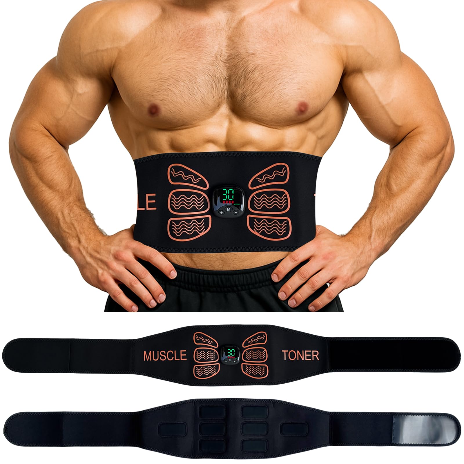 Photo 1 of Abs Stimulator, Ab Stimulator Muscle Toner, Portable Ab Toning Belt for Men & Women, Abdominal Trainer Military Grade Workout Device for Core Strengthening with Adjustable Intensity Levels