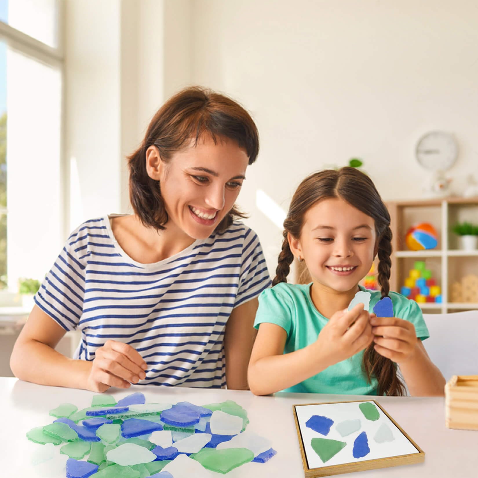 Sukh 15 OZ Frosted Sea Glass - Sea Glass Vase Fillers for Crafts Beach Glass Large Beach Pieces vase fillers for Home Decor Aquarium DIY Crafts Blue & Clear & Green Mix