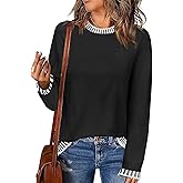 PrinStory Women's Long Sleeve Sweaters Loose Fit Crewneck Pullover Tops with Side Slits 2025 Fall Outfits Fashion Clothes