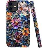 TnXee Case Compatible with iPhone 11,Fall Prevention Bright Hybrid 2-Layer Hard Shell Phone Case for Girls Boys,Colorful Floral Flower Art
