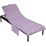 Amazon Com Etna 2 In 1 Terry Cloth Lounge Chair Cover And Tote Blue Garden Outdoor