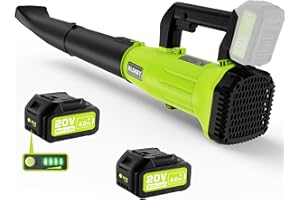 Leaf Blower Cordless 530CFM 170MPH - 2×4.0Ah Battery and Fast Charger, 20V Cordless Leaf Blower with 7 Variable Speed for Blo