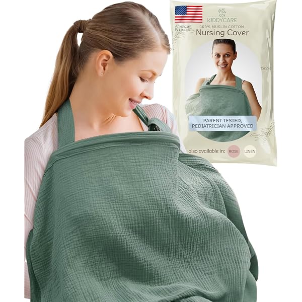 Cubierta De Lactancia Cozary: 76x110 Cm, 100% Algodón, Correas Ajustables, Verde