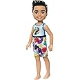 Barbie Chelsea Small Doll Featuring Swimsuit with Toucan & Tropical Leaf Graphic Print, Black Hair & Brown Eyes