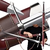 Medieval Sword Warrior Real Hand Forged Spring Steel 46" with Black/Brown Scabbard Longsword Modernization Handmade Full-Tang Tempered