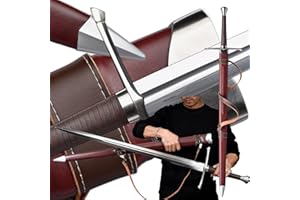 FIDESTISAN Medieval Sword Warrior Real Hand Forged Spring Steel 46" with Black/Brown Scabbard Longsword Modernization Handmade Full-Tang Tempered