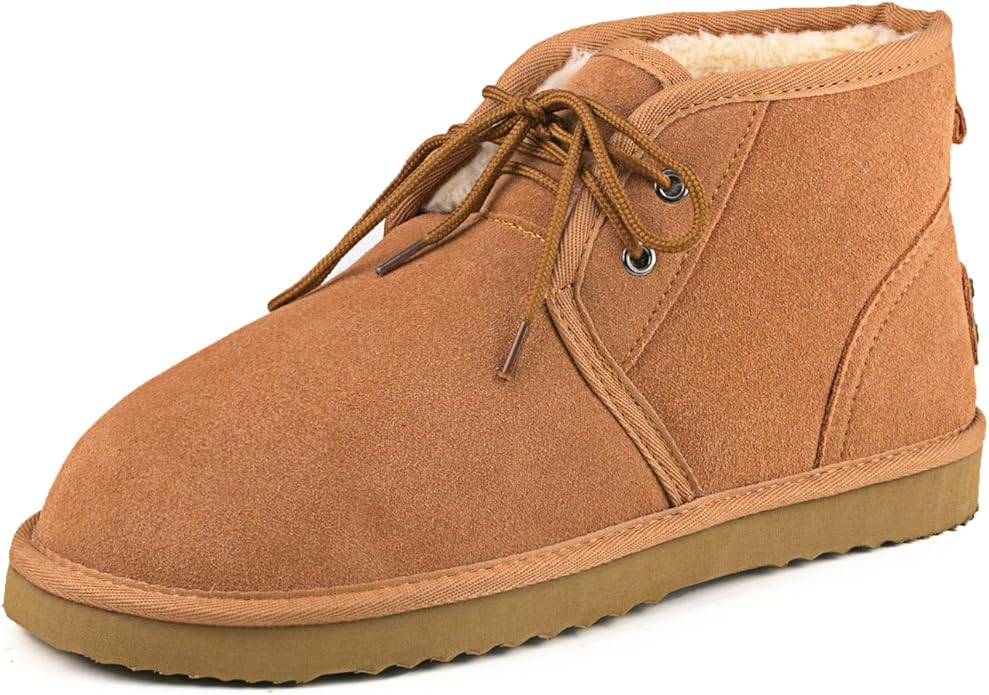 AusLand Men's Laceup Leather Short Boots AD022 Chestnut 8.5US 42