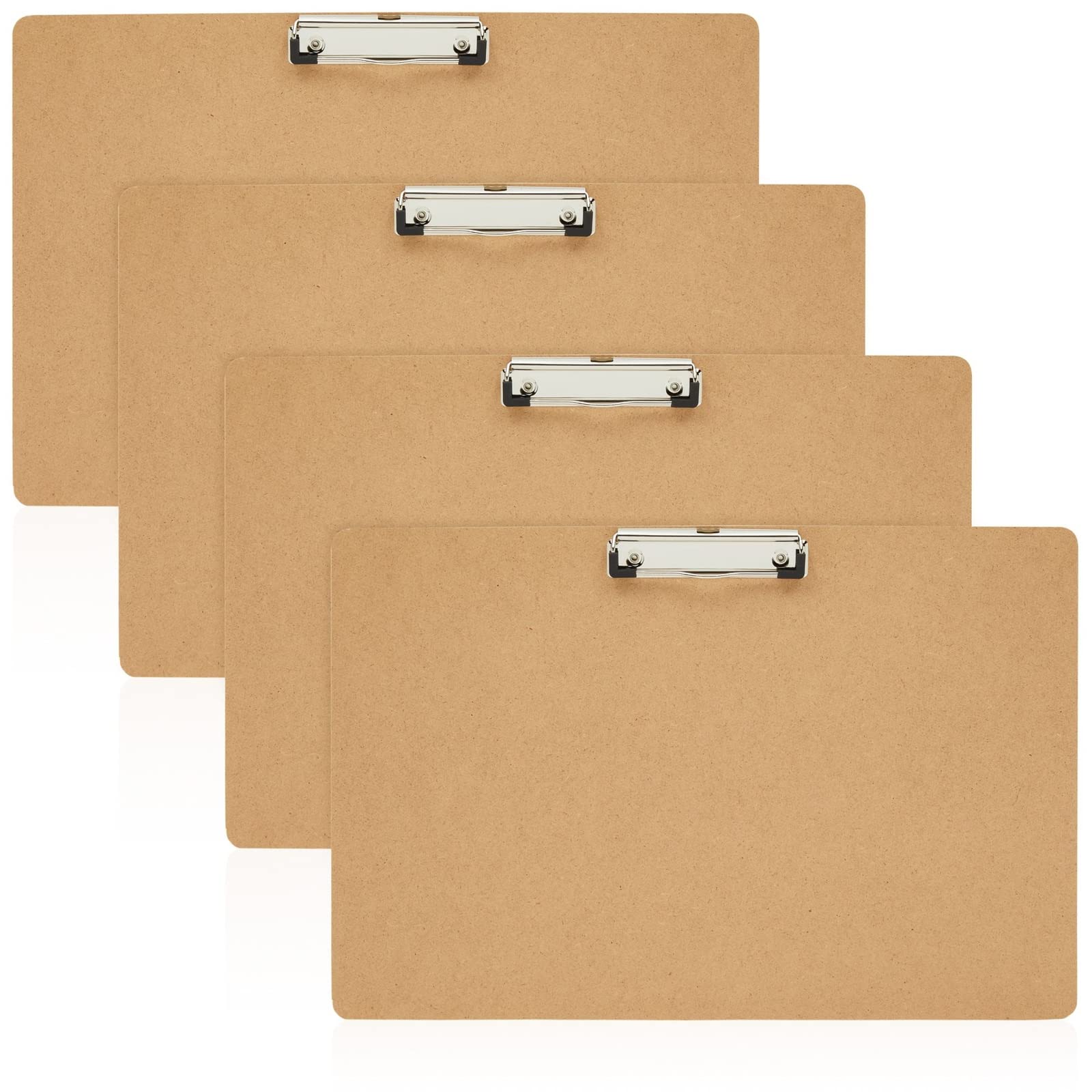 Photo 1 of Juvale Clipboard - 11.5 x 17.4 in, Brown MDF, 4-Pack - Wood Clipboard Set with Low-Profile Metal Clip & Retractable Hook - Oversized & Portable for Drafting Board & Sketch Board Use