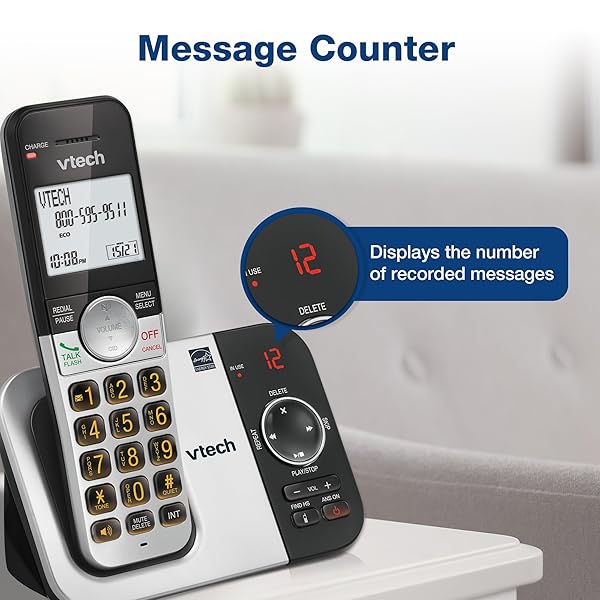 VTECH 3-HANDSET CORDLESS PHONE WITH ANSWERING MACHINE, WITH LARGE DISPLAY AND BIG BUTTONS CALLER ID, FULL-DUPLEX SPEAKERPHONE, LAST 10 NUMBER REDIAL, EASY TO USE VG232-3
