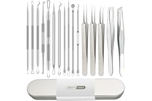 Pimple Popper Tool Kit, Blackhead Remover, 16 PCS Professional Stainless Tweezers Acne Tools Comedone Extractor Pimple Needle