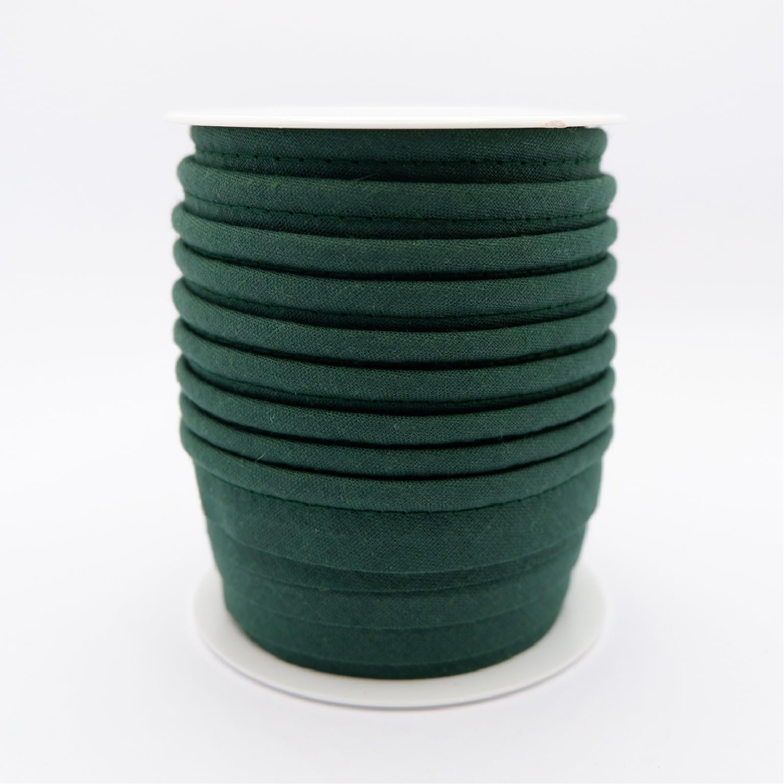 TEXTEX = Piping for Sewing, Decoration, and Crafts. Composition 50% Cotton and 50% Polyester. Total Width of 15mm, Cord of 5mm, and Flap of 10mm. 10 Meter Reel - (Green Bottle)