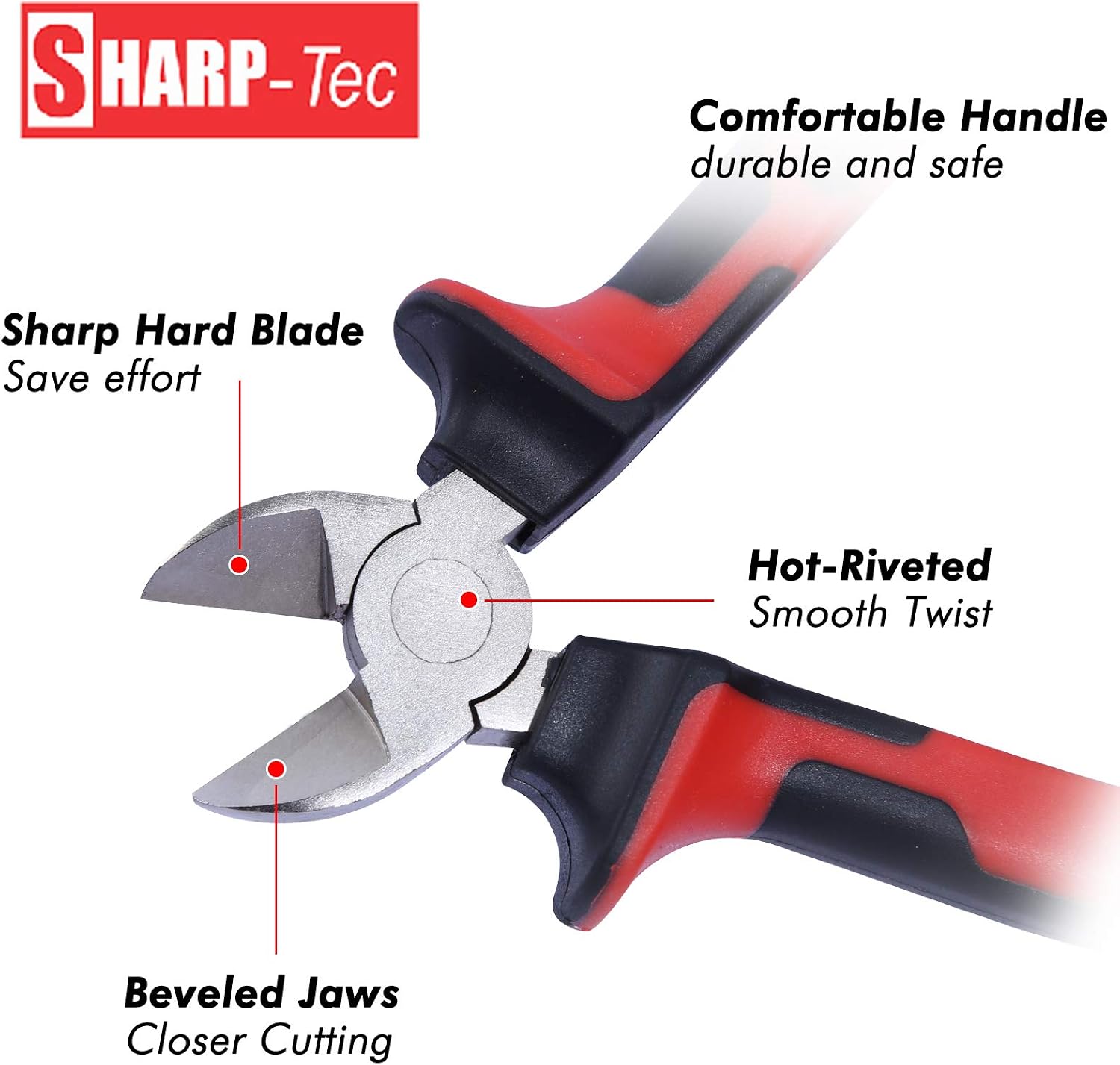 Sharp-Tec Diagonal Cutting Pliers, 160mm Precision Wire Cutters with Anti-Slip Handle, 6-inch Professional Wire Cutters Nippers - Image 3