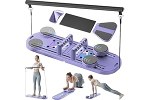 Quvvrev Pilates Board - Pilates Reformer Set, 6 in 1 Pilates Board for Home Workout, Portable Pilates Equipment for Core Strength, Full Body Toning & Stability Training, Deal for Women & Men (Purple)