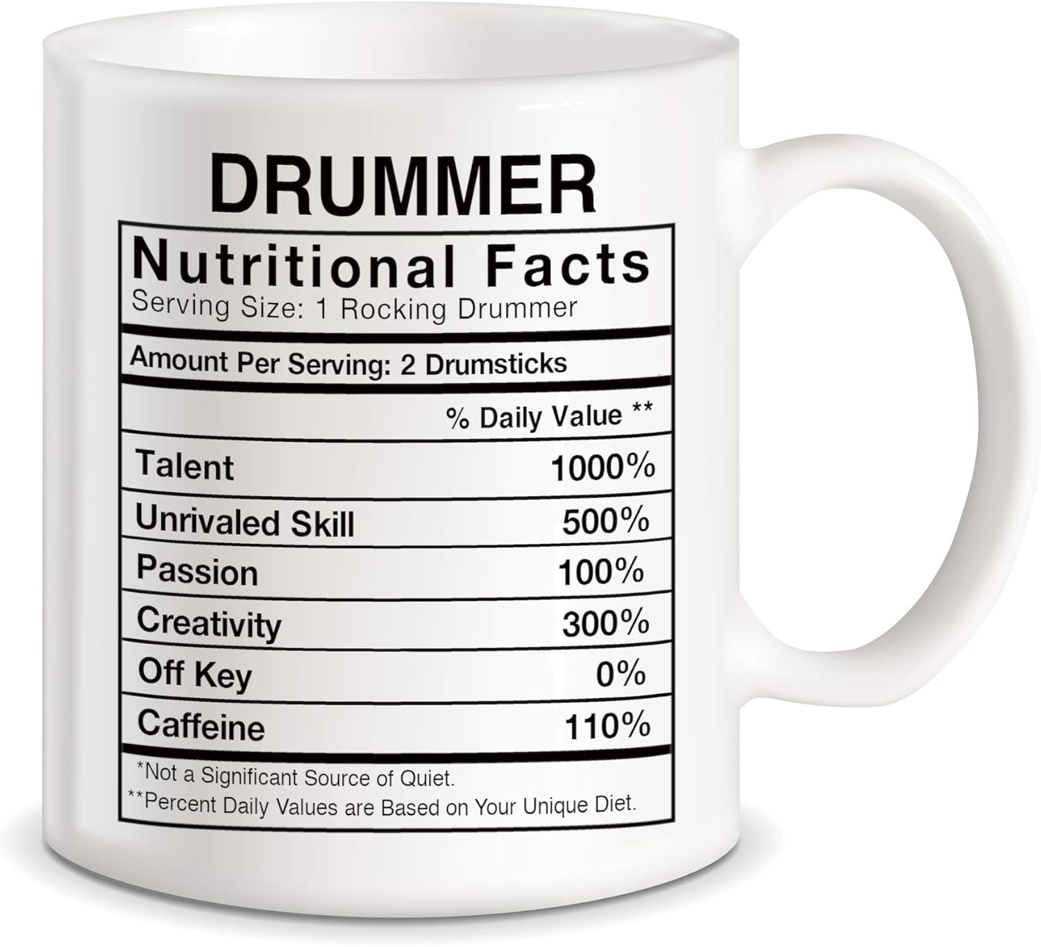 Drummer Gifts Drummer Nutritional Facts Label Percussion