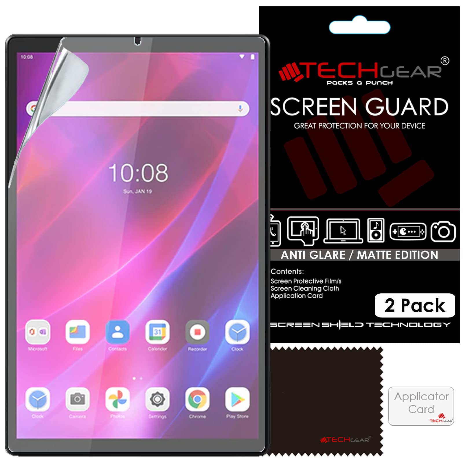 TECHGEAR [Pack of 2 Anti Glare/Matte Screen Protectors for Lenovo Tab K10 / Tab M10 Plus 2nd Gen 2020 (10.3") TB-X606 / TB-X6C6 Matte Screen Protector Covers + Screen Cleaning Cloth & Applicator
