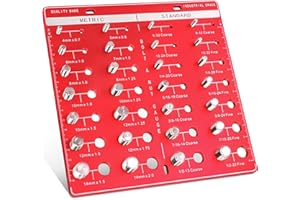 Thread Checker, 28 Nut and Bolt Thread Checker, Bolt Size and Thread Gauge, Thread Checker Standard and Metric, Vktoma Aluminum Bolt and Nut Identifier Gauge (Square)