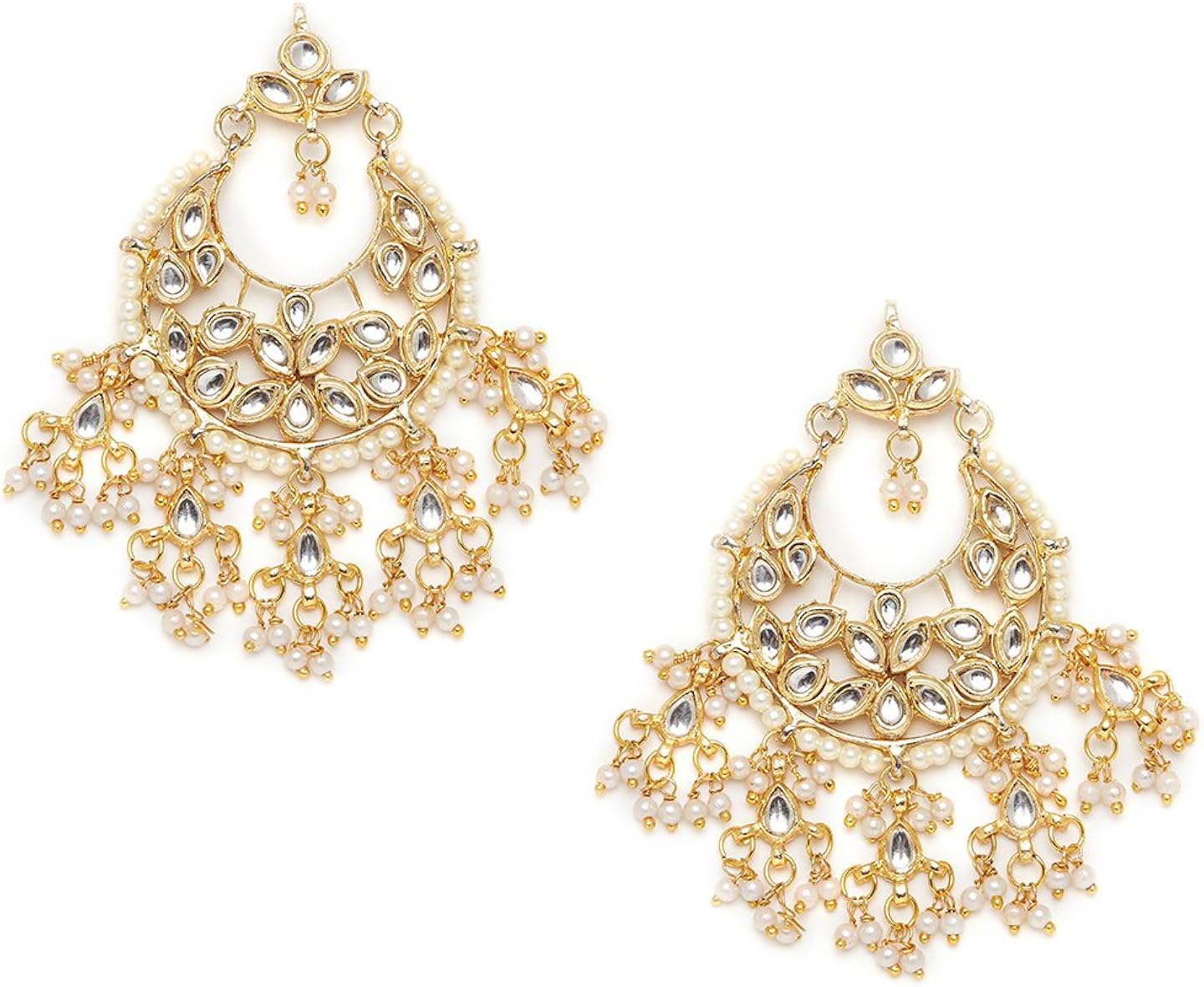 Wedding Gold Tone Kundan Earring Set Traditional Indian