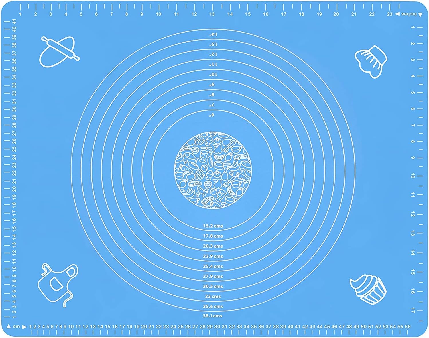 Ganoteck Extra Large Silicone Baking Mat,25.6" x 17.7" BPA Free Non stick Pastry Mat for Rolling Pastry Dough with Measurements, and Non Slip Blue Table Place mat for Bake Pizza Cake
