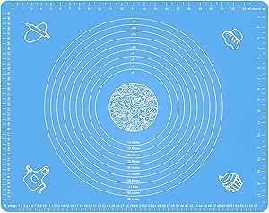 Ganoteck Extra Large Silicone Baking Mat,25.6" x 17.7" BPA Free Non stick Pastry Mat for Rolling Pastry Dough with Measurements, and Non Slip Blue Table Place mat for Bake Pizza Cake