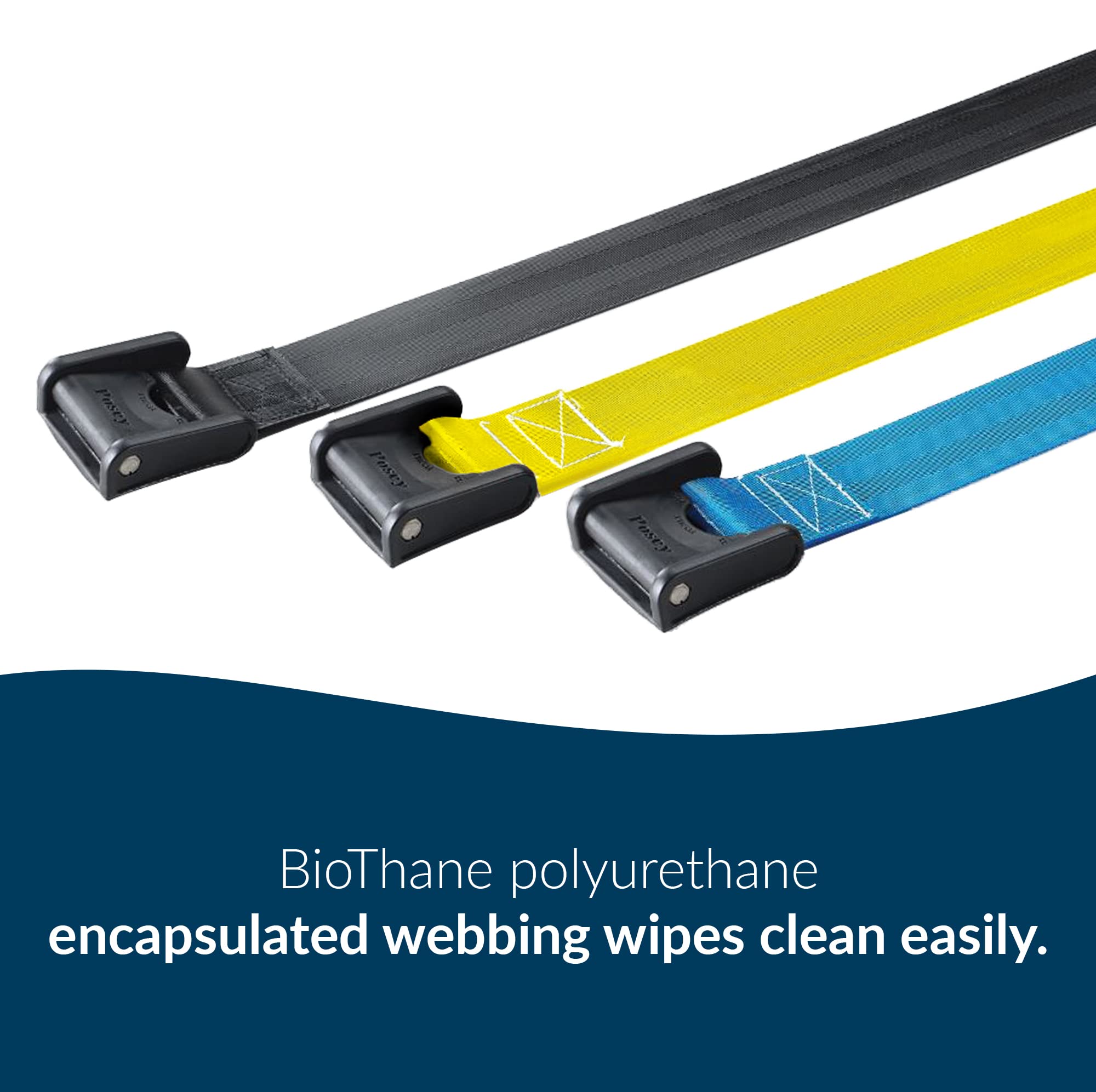 Posey 6546Y Premium EZ Clean Gait Belt With Spring-Loaded Buckle, Yellow, 60