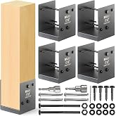 Brukid Stainless Steel 6 x 6 (Actual: 5.5" x 5.5") Deck Post Base, Post Anchor Bracket, Concrete Support Anchor Base for Railings, Fences, Pavilions, Porches (4pack-Dark Gray)