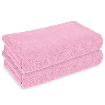 Belmalia 2x Serviettes Microfibres Xxl Très Absorbante Et Au Séchage Rapide 180 X 75 Cm Rosa Pâle
