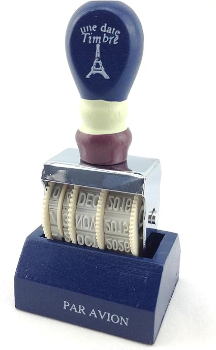 Amazon 木製 日付 スタンプ ゴム印 年 月 日 アンティーク風 ナチュラル 英字 ハンコ ブルー スタンプ 文房具 オフィス用品