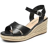 DREAM PAIRS Espadrille Dressy Wedge Sandals, Women's Platform Sandals Casual Summer, Comfortable High Heeled Wedges with Adjustable Buckle