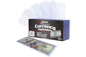 BCW Currency Topload Holder - Pack of 25 | Clear Rigid PVC Protective Sleeve for Standard US Dollar Bills | Archival Safe, Scratch-Resistant Display Toploader for Paper Currency Collectors