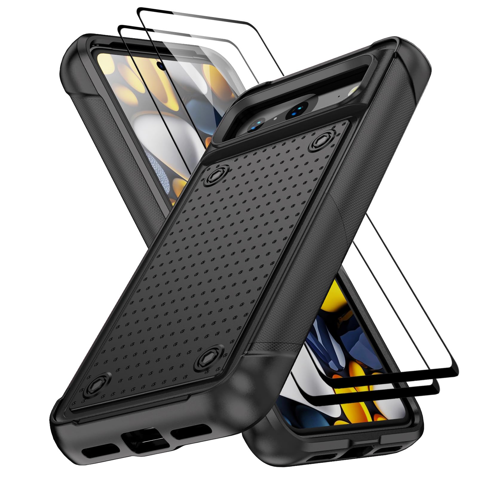 Jeylly for Google Pixel 8 Case, Pixel 8 Phone Case with Screen Protector, Military Grade Drop Protection Shockproof Anti Scratch Back Rugged Cover Case for Google Pixel 8, Black — image 1