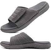 ONCAI Mens Sandals Adjustable Straps Orthotic Plantar Fasciitis Open Toe Athletic Sport Slides with Soft Comfy Arch Support Footbed Size 7.5-15