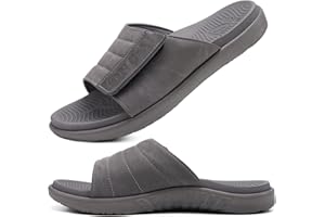 ONCAI Mens Sandals Adjustable Straps Orthotic Plantar Fasciitis Open Toe Athletic Sport Slides with Soft Comfy Arch Support Footbed Size 7.5-15