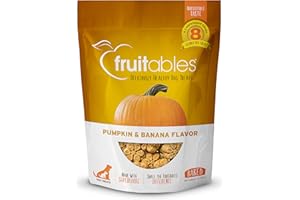 Fruitables Baked Dog Treats, Healthy Pumpkin Treat for Dogs, Low Calorie & Delicious, No Wheat, Corn or Soy, Made in the USA, Pumpkin and Banana Flavor, 7oz