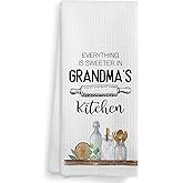 NOQL Grandma's Kitchen Towels and Dishcloths, Grandma Gifts Gift Ideas, for Grandma, Grandma's Drying Cloth Hand Towels Tea Towels for Bathroom Kitchen, 16×24 Inch