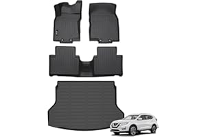 Jenofa-Car Floor Mats & Cargo Liner for Nissan Rogue 2014-2020 (Not Fit 7-Seat or Hybrid or Rogue Sport) All Weather Floor Mats Waterproof Durable Custom Floor Liners for Rogue Accessories Black