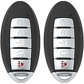 X AUTOHAUX KR5TXN4 433Mhz Replacement Keyless Entry Remote Smart Key Fob for Nissan Altima 19-22 for Nissan Versa Sentra 20-22 285E3-6CA6A 4A Chip 5Buttons 2Pcs