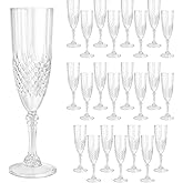 CHICERA 24 Pcs Plastic Champagne Flutes,White Champagne Glasses Bulk, Made of Durable Plastic Material Can be Used for Weddings, Everyday Fun Parties and More!