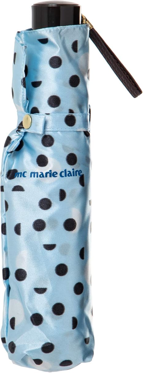 Amazon Co Jp マリ クレール 婦人 サテン生地 ジオメトリック柄 ミニ折りたたみ傘 サックス 55cm 6r As07m ホーム キッチン