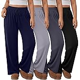 Neer 4 Pack Women's Plus Size Sweatpants Wide Leg Elastic Waist Lounge Yoga Pants Loose Fit Drawstring Jogger with Pockets